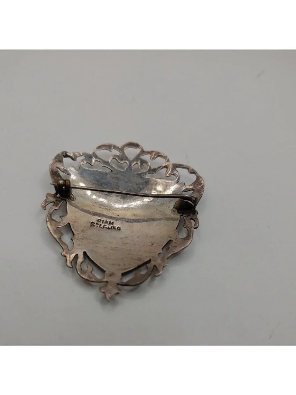 1930's brooch dancer Heart Open work Siam sterling Openwork